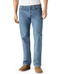 Regular fit, straight leg and button fly are the original traits specific to this classic 5-pocket jean. Leg opening measures 16.25. Limit of 6 units of Levi's Original 501 Jeans per order. Regular fit, straight leg and button fly are the original traits specific to this classic 5-pocket jean. Leg opening measures 16.25. Limit of 6 units of Levi's Original 501 Jeans per order.
