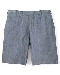 Linen adds a luxe touch to Billy Reid's Smith classic flat front short. Linen adds a luxe touch to Billy Reid's Smith classic flat front short.