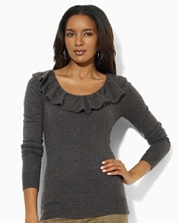 Inspired by the exquisite style of modern-day ballet, the luxe Moreen cashmere sweater features a gently ruffled ballerina neckline for a polished, sophisticated touch. Inspired by the exquisite style of modern-day ballet, the luxe Moreen cashmere sweater features a gently ruffled ballerina neckline for a polished, sophisticated touch.