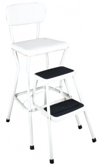 Cosco 11-18WHT Retro Chair/Step Stool, White Cosco 11-18WHT Retro Chair/Step Stool, White