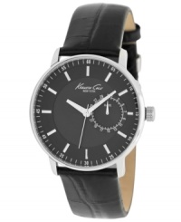 Rich croco-grain leather and sleek stainless steel create a handsome, modern watch by Kenneth Cole New York. Rich croco-grain leather and sleek stainless steel create a handsome, modern watch by Kenneth Cole New York.