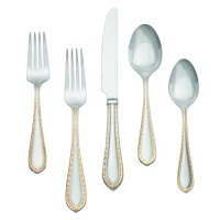 Waterford Powerscourt Gold 18/10 Stainless Steel 5-Piece Place Setting Waterford Powerscourt Gold 18/10 Stainless Steel 5-Piece Place Setting