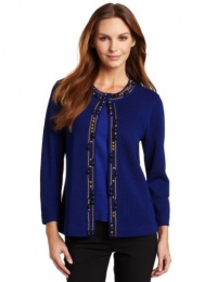 Jones New York Women's 3/4 Sleeve Beaded Cardigan