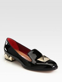 Patent leather pairs with large metal studs in this rocker-glam silhouette. Self-covered heel with studs, 1½ (40mm)Patent leather upperLeather lining and solePadded insoleMade in ItalyOUR FIT MODEL RECOMMENDS ordering true size. Patent leather pairs with large metal studs in this rocker-glam silhouette. Self-covered heel with studs, 1½ (40mm)Patent leather upperLeather lining and solePadded insoleMade in ItalyOUR FIT MODEL RECOMMENDS ordering true size.