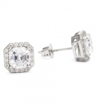 Myia Passiello Essentials Swarovski Zirconia Asscher Cut Halo Earrings Myia Passiello Essentials Swarovski Zirconia Asscher Cut Halo Earrings
