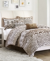 Imaginations run wild. With a decidedly artistic ambiance, the Tara duvet cover set embraces a rustic brown and white palette with a range of intricate designs. Zigzags, diamonds, and stripes commingle to create a uniquely pleasing look. Imaginations run wild. With a decidedly artistic ambiance, the Tara duvet cover set embraces a rustic brown and white palette with a range of intricate designs. Zigzags, diamonds, and stripes commingle to create a uniquely pleasing look.