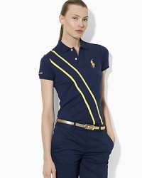 Rendered in sleek stretch cotton mesh, the Blair polo shirt is cut for a trim, tailored fit and finished with a contrasting collar. Rendered in sleek stretch cotton mesh, the Blair polo shirt is cut for a trim, tailored fit and finished with a contrasting collar.