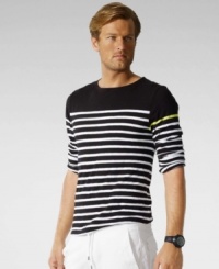 A pop of neon gives a sporty transformation to our nautical-inspired boatneck pullover, crafted from soft, light-as-air slub jersey for stylish comfort. A pop of neon gives a sporty transformation to our nautical-inspired boatneck pullover, crafted from soft, light-as-air slub jersey for stylish comfort.