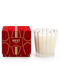Captures the aroma of a sparkling holiday season. Large, three-wick candle fragranced with inviting notes of pomegranate, mandarin orange, pine, cloves and cinnamon. Housed in an elegant glass vessel and presented in a red velvet box. Created by Laura Slatkin. Approximately 100 hours of burn time. 19.7 oz. Captures the aroma of a sparkling holiday season. Large, three-wick candle fragranced with inviting notes of pomegranate, mandarin orange, pine, cloves and cinnamon. Housed in an elegant glass vessel and presented in a red velvet box. Created by Laura Slatkin. Approximately 100 hours of burn time. 19.7 oz.