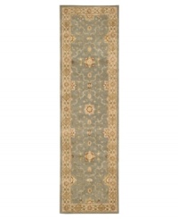 With a soft, aqua-blue center, bordered in light beige, this Nourison area rug offers a fluid color palette style for any space. Rivaling the world's finest heirloom rugs, this handcrafted piece is made with a luxuriously dense New Zealand wool pile and woven with generous portions of pure silk. With a soft, aqua-blue center, bordered in light beige, this Nourison area rug offers a fluid color palette style for any space. Rivaling the world's finest heirloom rugs, this handcrafted piece is made with a luxuriously dense New Zealand wool pile and woven with generous portions of pure silk.