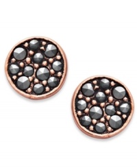 Punch up your look with a ton of sparkle. Studio Silver's pretty stud earrings feature an 18k rose gold over sterling silver setting with round-cut marcasite at the center. Approximate diameter: 2-1/2 inches.