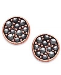Punch up your look with a ton of sparkle. Studio Silver's pretty stud earrings feature an 18k rose gold over sterling silver setting with round-cut marcasite at the center. Approximate diameter: 2-1/2 inches. Punch up your look with a ton of sparkle. Studio Silver's pretty stud earrings feature an 18k rose gold over sterling silver setting with round-cut marcasite at the center. Approximate diameter: 2-1/2 inches.