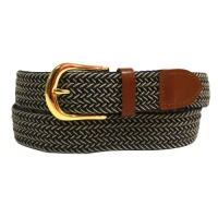 Navy & Beige Braided Elastic Stretch Leather Tipped Belt Navy & Beige Braided Elastic Stretch Leather Tipped Belt