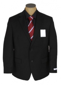 Calvin Klein Mens 2 Button Solid Black Wool Suit Calvin Klein Mens 2 Button Solid Black Wool Suit