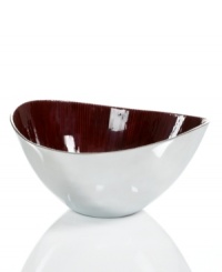 Full of surprises, this set of handcrafted salad bowls from the Simply Designz collection of serveware and serving dishes features sleek, polished aluminum lined with lustrous burgundy enamel. A striking home accent no matter what's on your menu. Full of surprises, this set of handcrafted salad bowls from the Simply Designz collection of serveware and serving dishes features sleek, polished aluminum lined with lustrous burgundy enamel. A striking home accent no matter what's on your menu.