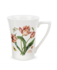 A must-have for discerning china collectors and true nature lovers, this Botanic Garden mug by Portmeirion features colorful butterflies and pink parrot tulips with true-to-life detail. A must-have for discerning china collectors and true nature lovers, this Botanic Garden mug by Portmeirion features colorful butterflies and pink parrot tulips with true-to-life detail.