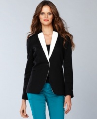 Infuse your outfit with a bit of menswear-inspired style with this tailored blazer from INC, featuring a striking contrasting lapel. Infuse your outfit with a bit of menswear-inspired style with this tailored blazer from INC, featuring a striking contrasting lapel.