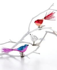With tinsel tails and wings of glass and glitter, Martha Stewart Collection birds set your Christmas tree atwitter. Clip directly on its branches for irresistible whimsy. (Clearance) With tinsel tails and wings of glass and glitter, Martha Stewart Collection birds set your Christmas tree atwitter. Clip directly on its branches for irresistible whimsy. (Clearance)