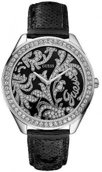 GUESS Black and Silver Floral Sequin Watch GUESS Black and Silver Floral Sequin Watch