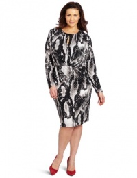 Jones New York Women's Plus-Size Jewel Neck Pleated Dress Jones New York Women's Plus-Size Jewel Neck Pleated Dress