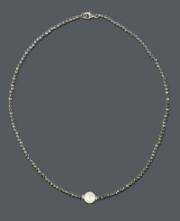 Simple elegance always makes a statement. This subtle strand necklace features sparkling hematite beads (51 ct. t.w.) and a cultured freshwater pearl (9-10 mm). Set in sterling silver. Approximate length: 17 inches. Simple elegance always makes a statement. This subtle strand necklace features sparkling hematite beads (51 ct. t.w.) and a cultured freshwater pearl (9-10 mm). Set in sterling silver. Approximate length: 17 inches.