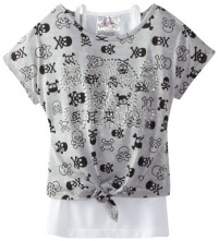 Beautees Girls 2-6X Popover Skul, Heather Grey, 6