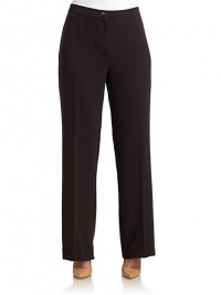 THE LOOKNarrow waistband with button closureBack elastic waistbandFront zipperStraight-leg silhouetteUnfinished hemTHE FITRise, about 12Inseam, about 35THE MATERIAL71% triacetate/29% polyesterCARE & ORIGINDry cleanMade in Italy THE LOOKNarrow waistband with button closureBack elastic waistbandFront zipperStraight-leg silhouetteUnfinished hemTHE FITRise, about 12Inseam, about 35THE MATERIAL71% triacetate/29% polyesterCARE & ORIGINDry cleanMade in Italy