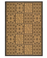 Add that finishing touch to your outdoor oasis with this versatile flat-weave area rug from Safavieh. Traditional design elements are set in striking black tones, made from soft-but-tough polypropylene for superior outdoor durability and easy cleaning. Add that finishing touch to your outdoor oasis with this versatile flat-weave area rug from Safavieh. Traditional design elements are set in striking black tones, made from soft-but-tough polypropylene for superior outdoor durability and easy cleaning.