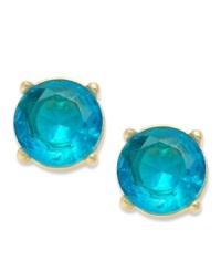 Sport some baby blues. These stud earrings by Charter club feature a round-cut blue plastic bead (11mm). Crafted in 14k gold-plated mixed metal. Approximate diameter: 2/5 inch. Sport some baby blues. These stud earrings by Charter club feature a round-cut blue plastic bead (11mm). Crafted in 14k gold-plated mixed metal. Approximate diameter: 2/5 inch.
