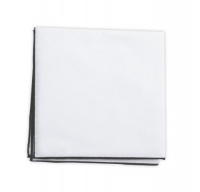 White Cotton Pocket Square with Charcoal Border White Cotton Pocket Square with Charcoal Border