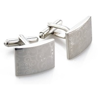 Flower Design Silver Brushed Cufflinks Cuff Links Flower Design Silver Brushed Cufflinks Cuff Links