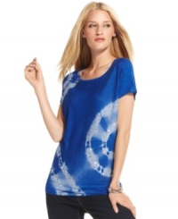 Easy to wear and easier to love, INC's tie-dyed knit tee gets a dose of glamour with sparkling sequins. Easy to wear and easier to love, INC's tie-dyed knit tee gets a dose of glamour with sparkling sequins.