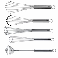 Since 1853 WMF has produced quality-designed products for professional and home use. In keeping with tradition the Profi Plus line of kitchen tools and gadgets are produced and tested with key factors that affect cooking performance: weight, balance, size. The result is over 100 perfect designed tools to choose from - Variety is the spice of life. These whisks are 18/10 stainless steel, dishwasher safe. Shown here: ball whisks, flat whisks, twirl whisk. Since 1853 WMF has produced quality-designed products for professional and home use. In keeping with tradition the Profi Plus line of kitchen tools and gadgets are produced and tested with key factors that affect cooking performance: weight, balance, size. The result is over 100 perfect designed tools to choose from - Variety is the spice of life. These whisks are 18/10 stainless steel, dishwasher safe. Shown here: ball whisks, flat whisks, twirl whisk.