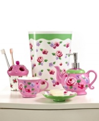 Tea time! Your bathroom is ready for a little afternoon tea with this whimsical soap dish from Jay Franco, featuring dainty roses in a pink, purple and green color palette that's completely kid-friendly. Tea time! Your bathroom is ready for a little afternoon tea with this whimsical soap dish from Jay Franco, featuring dainty roses in a pink, purple and green color palette that's completely kid-friendly.