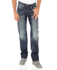 Amp up your denim regimen with these slim-cut jeans by Buffalo David Bitton. Amp up your denim regimen with these slim-cut jeans by Buffalo David Bitton.