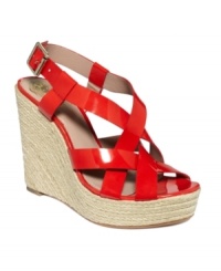 The chunky woven straps on this fun Vince Camuto espadrille make a bold statement. Slip on the Hattie wedge sandals and amp up any outfit you own. The chunky woven straps on this fun Vince Camuto espadrille make a bold statement. Slip on the Hattie wedge sandals and amp up any outfit you own.