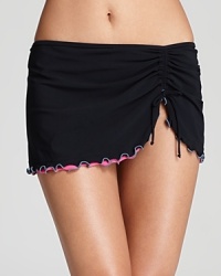 Ruffled pops of color define Gottex's popular, not-so-basic black swim bottom. This flirty skirt with a full bottom built in is perfect for beach volleyball, stand-up paddleboarding, jogging or just playing around poolside. Ruffled pops of color define Gottex's popular, not-so-basic black swim bottom. This flirty skirt with a full bottom built in is perfect for beach volleyball, stand-up paddleboarding, jogging or just playing around poolside.