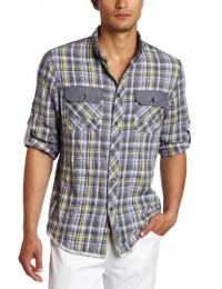 Calvin Klein Jeans Men's Exodus Plaid Military Long Sleeve Woven Shirt Calvin Klein Jeans Men's Exodus Plaid Military Long Sleeve Woven Shirt