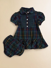 Classically preppy tartan plaid and a pintucked bib front complete a timeless woven cotton dress.Peter Pan collarShort puffed sleevesButton-frontRuffled hemCottonMachine washImported Please note: Number of buttons may vary depending on size ordered. Classically preppy tartan plaid and a pintucked bib front complete a timeless woven cotton dress.Peter Pan collarShort puffed sleevesButton-frontRuffled hemCottonMachine washImported Please note: Number of buttons may vary depending on size ordered.