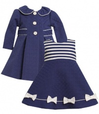 Size-6/9M, Navy, BNJ-7960R, 2-Piece Navy-Blue and White Jacquard Circle Coat and Dress Set, Bonnie Jean Baby-Newborn Special Occasion Flower Girl Party Dress Size-6/9M, Navy, BNJ-7960R, 2-Piece Navy-Blue and White Jacquard Circle Coat and Dress Set, Bonnie Jean Baby-Newborn Special Occasion Flower Girl Party Dress