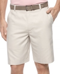 You clean up well! Light-weight, flat front shorts from Izod give you a polished look while still keeping you comfortable.