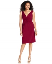 Strategically-placed ruching gives NY Collection's petite jersey dress a fabulously flattering look! Try it with sandals for effortless summertime chic. (Clearance)