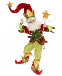 A new star of the holiday season, the large Christmas Wishes fairy shines bright with glitter, tinsel and a whimsical tree bib. Set his arms and legs in a pose that shows off his dazzling personality. From Mark Roberts. A new star of the holiday season, the large Christmas Wishes fairy shines bright with glitter, tinsel and a whimsical tree bib. Set his arms and legs in a pose that shows off his dazzling personality. From Mark Roberts.