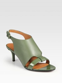 Burnished leather with an adjustable slingback strap and a touch of patent leather. Self-covered heel, 2½ (65mm)Leather and patent leather upperLeather lining and solePadded insoleMade in ItalyOUR FIT MODEL RECOMMENDS ordering one half size up as this style runs small. Burnished leather with an adjustable slingback strap and a touch of patent leather. Self-covered heel, 2½ (65mm)Leather and patent leather upperLeather lining and solePadded insoleMade in ItalyOUR FIT MODEL RECOMMENDS ordering one half size up as this style runs small.