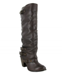 Modern-day cowgirl. The Eelia boots by Mia take a classic Western silhouette and bring it up to speed with the illusion of a deep folded and ruched cuff. Modern-day cowgirl. The Eelia boots by Mia take a classic Western silhouette and bring it up to speed with the illusion of a deep folded and ruched cuff.