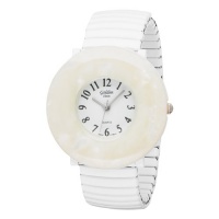 Golden Classic Women's 2164_Wht Tough Love White Stretch Band Watch Golden Classic Women's 2164_Wht Tough Love White Stretch Band Watch