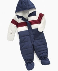 Bundle him with this comfy and warm snowsuit by First Impressions. He'll be cute as a button and comfortably cozy. Bundle him with this comfy and warm snowsuit by First Impressions. He'll be cute as a button and comfortably cozy.