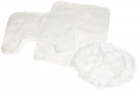 Popular Bath 3-Piece Fluff Rug Set, White Popular Bath 3-Piece Fluff Rug Set, White
