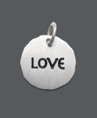 A simple charm with a poignant message. Rembrandt charm features the word Love on the surface. Crafted in sterling silver. Charm can be engraved for an extra-personal touch. Approximate drop: 5/8 inch. A simple charm with a poignant message. Rembrandt charm features the word Love on the surface. Crafted in sterling silver. Charm can be engraved for an extra-personal touch. Approximate drop: 5/8 inch.