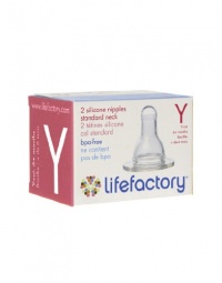 Lifefactory Silicone Nipples Y Cut, 2 Pack, Clear